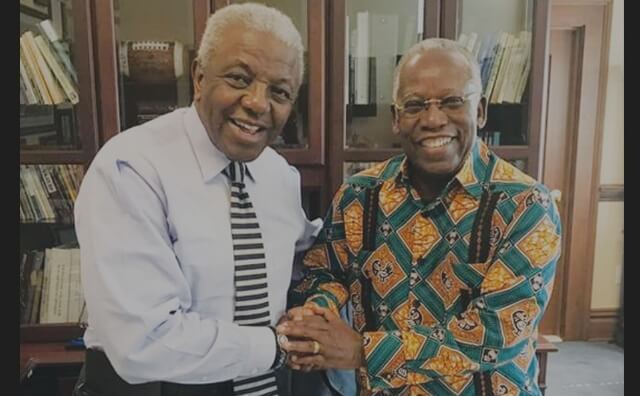 Author Kojo Yankah (right) with Livingstone College President Jimmie R. Jenkins